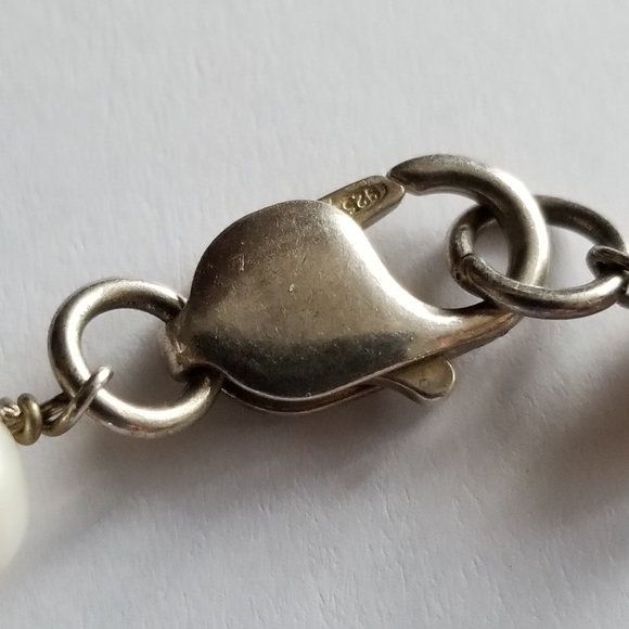 Chalcedony and pearl bracelet .925 sterling silver real mint sea white bead - Picture 16 of 16